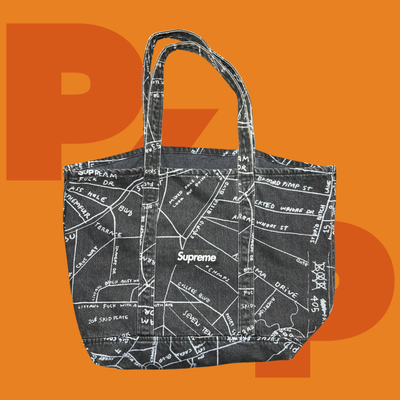 Supreme Gonz map denim tote black 【公式通販】