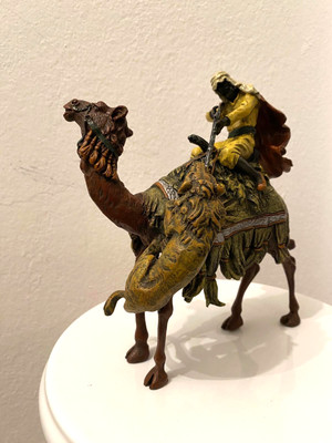 Bronze Sculpture Of an Arab Hunter on camel Vienna Style after Franz Bergman