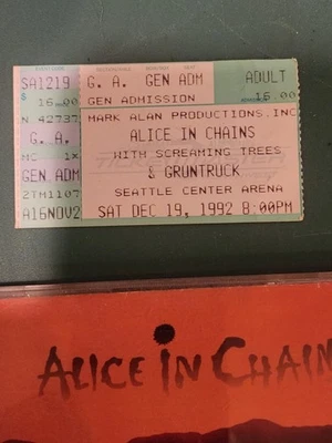 Ticket Stub Alice In Chains SEATTLE CENTER ARENA DECEMBER 19, 1992 & DIRT CD - Image 1 of 4