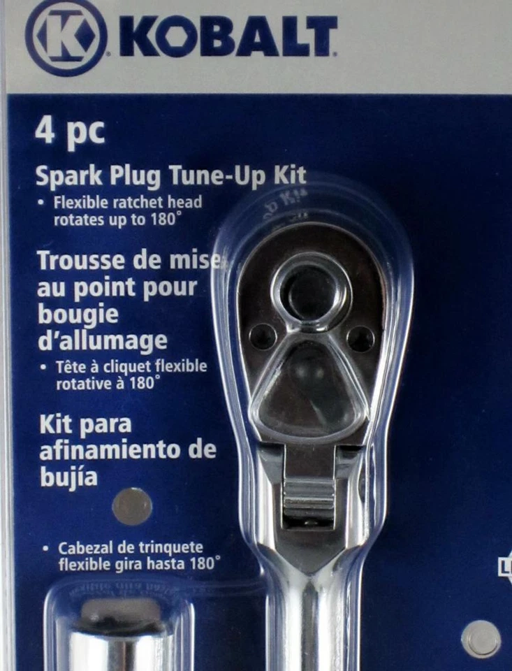 KOBALT 3/8" FLEX HEAD RATCHET 5/8" & 13/16" SPARK PLUG SOCKETS +EXT BAR TOOL SET - Image 2 of 4