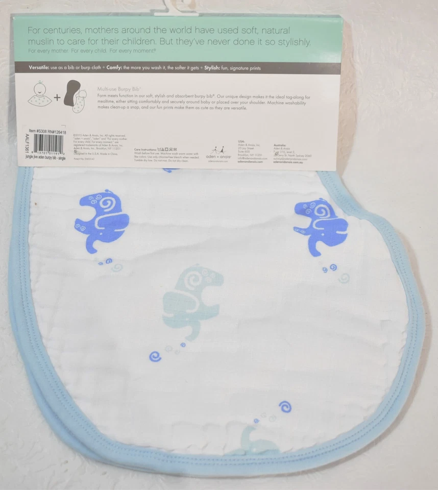 Babero/elefante de tela Burby Aden + Anais nuevo Foto 2 de 4