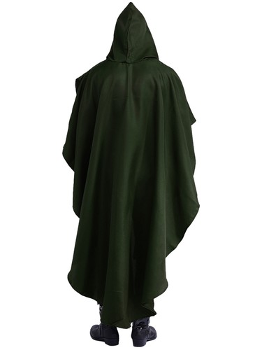 Mens Medieval Renaissance Hooded Cape Cloak Halloween Viking Wizard Costumes - Picture 37 of 74