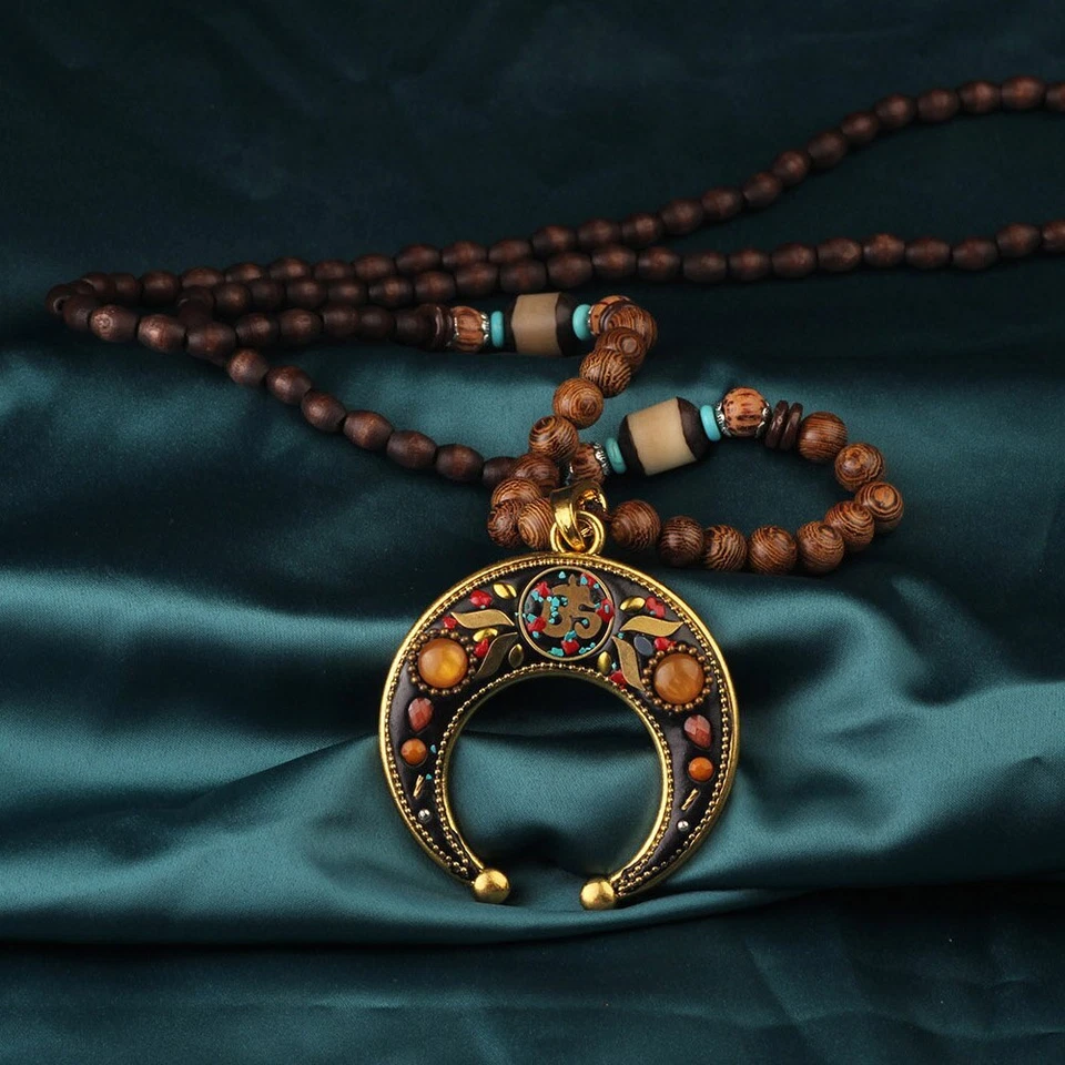 Collar suéter joyería colgante mala budista de sándalo Nepal para mujer Foto 4 de 4