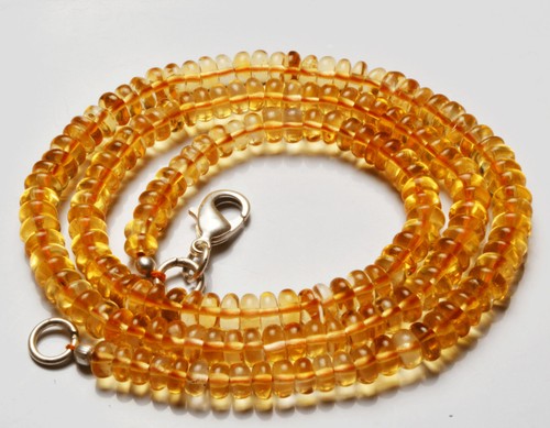 55 CT. 15" Super Natural Citrino Suave Rondelle CUENTAS COLLAR 3,5 A 4,5 MM - Imagen 2 de 5