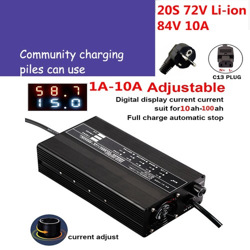 Ladegerät Current Adjustable 1A-10A für 48V/60V/72V Li-ion LiFePo4 Lithium Akku - Bild 22 von 22