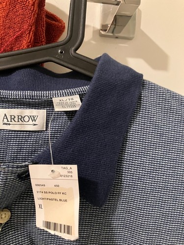 Arrow blue  75% cotton collared golf polo  Shirt men's adult XL NWT NEW - Picture 2 of 2