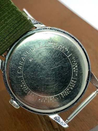 Reloj Caravelle Bulova Militar Vintage Para Hombre Cuerda Manual Esfera Negra 33mm Nylon - Imagen 5 de 12