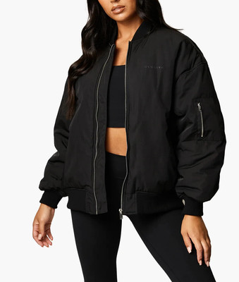 NEW OVERSIZED UNISEX BLACK BOMBER JACKET by HUDSON SZ L - QUILTED LINING