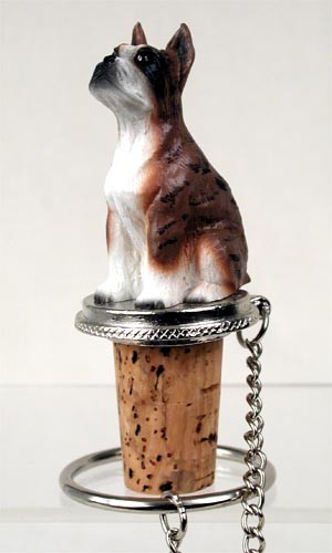 Boxer Brindle Cropped Ears Dog Hand Painted Resin Figurine Wine Bottle Stopper - Picture 1 of 1