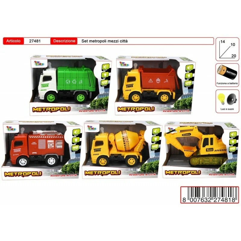 Auto Carro Camion Lavoro Cantiere Pompieri Luci e Suoni Modellino Scala 1:20  - Immagine 2 di 2