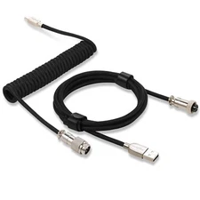 Type-C Mechanical Keyboard Coiled Cable Aviator Connector Double-Sleeved