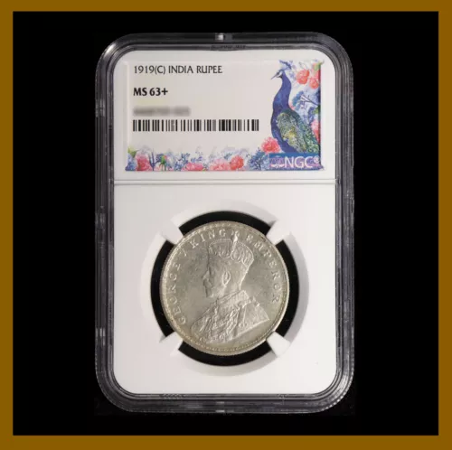 British India 1 Rupee, 1919 (C) Calcutta NGC MS 63+ King George V 4468769-025