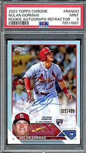 2023 Topps Chrome #RANGO Nolan Gorman Auto Refractor Rookie #322/499 PSA 9