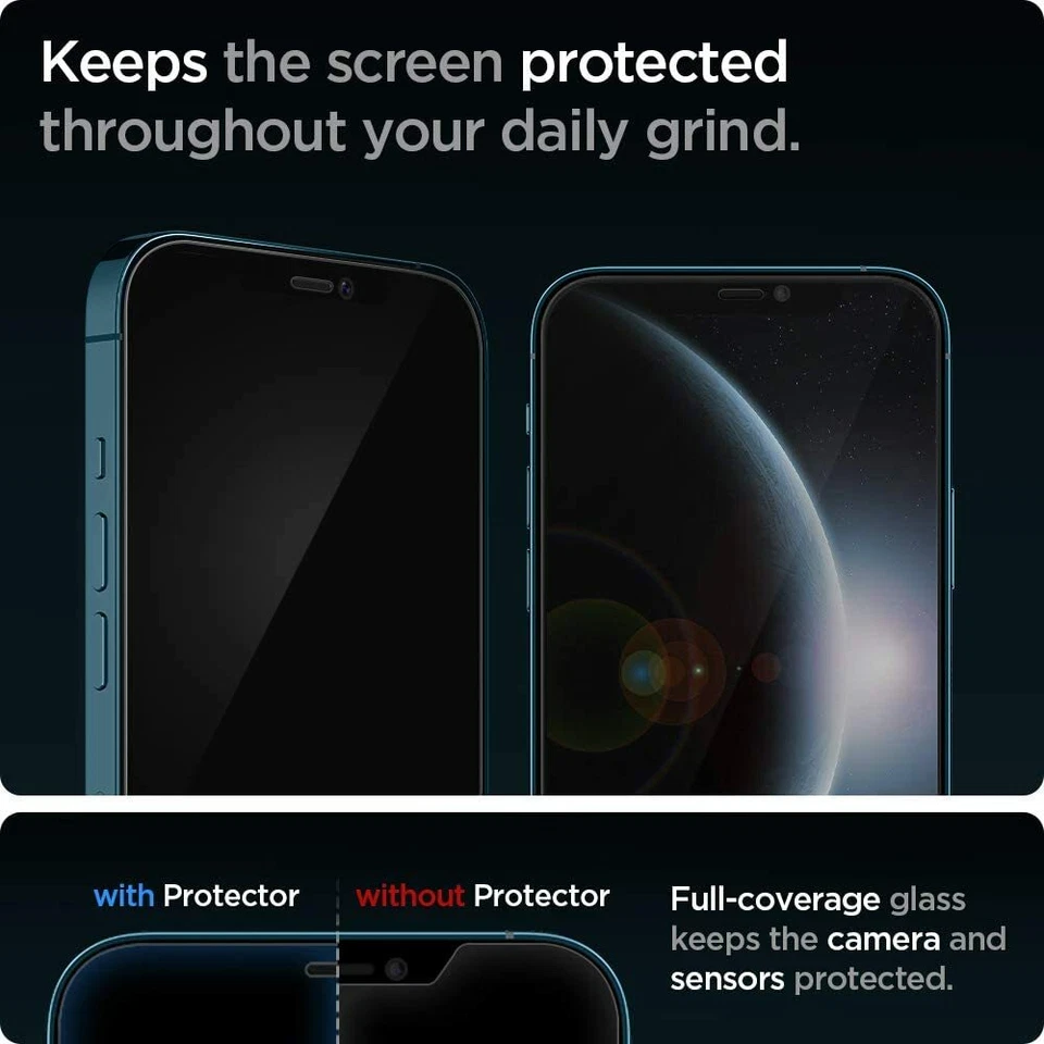 iPhone 12 Pro Max Pro Mini Spigen EZFIT Sensor Protection Screen Protector - Image 4 of 4