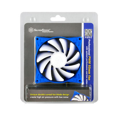 Silverstone SST-FW91 92mm x 92mm x 25mm White Blade Blue Frame PWM Fan, PWM 4Pin