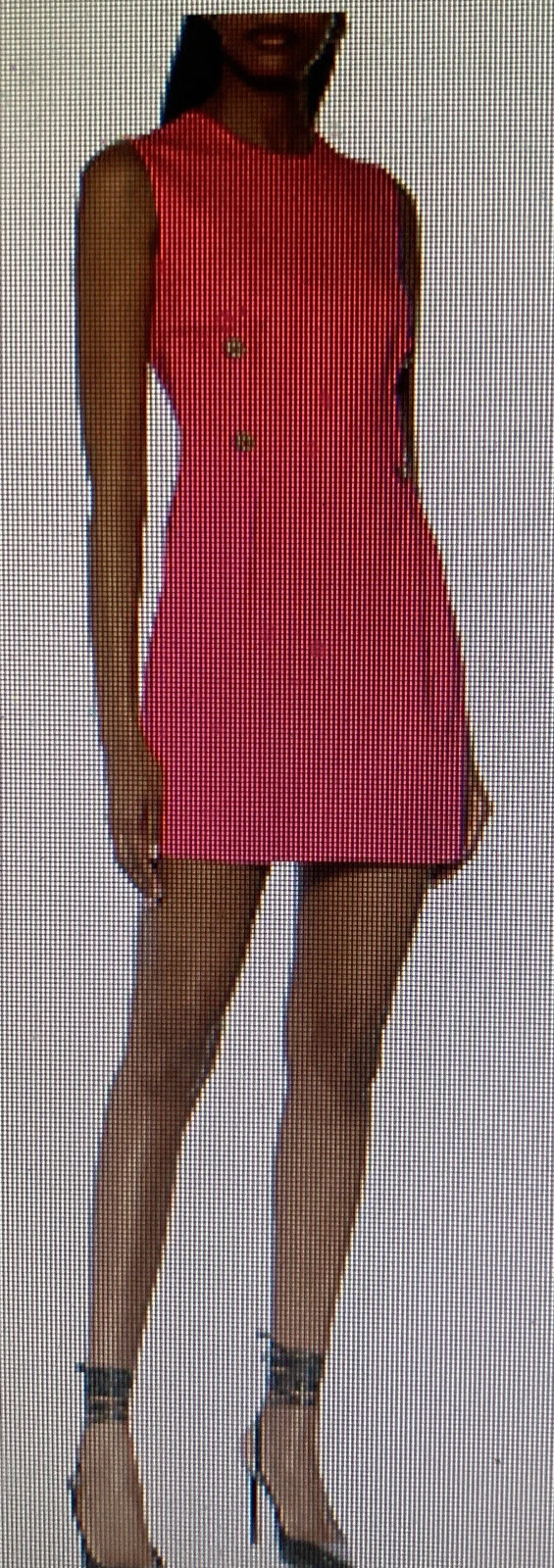 Abito con bottoni Medusa A87297 autentico nuovo con etichette Versace mini spilla di sicurezza rossa $1475