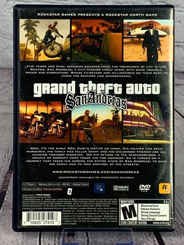 Grand Theft Auto: San Andreas (Playstation 2, 2004) CIB Complete /w Mint Disc - Picture 2 of 7