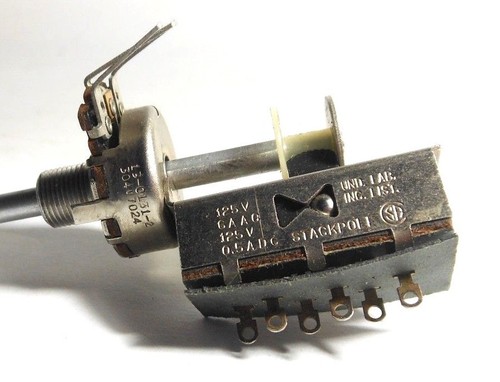 Stackpole 1 Meg Ohm Audio A Log Potentiometer w/ Push On Off Switch 6A 125V NOS - Bild 3 von 4