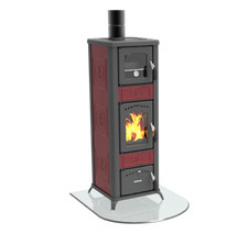 LINCAR ALICE 490 AZ STUFA LEGNA FORNO 15LT FOCOLARE 6.8KW VERMICULITE ROSSA