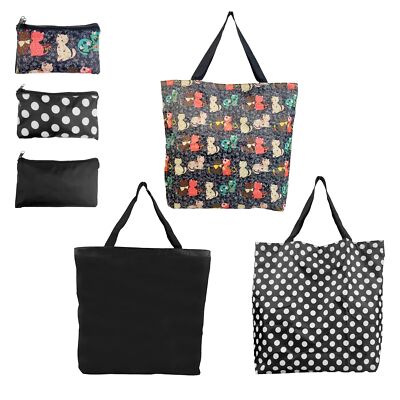 Foldable Tote Bag Zipper Closure – Women Packable Beach Bag