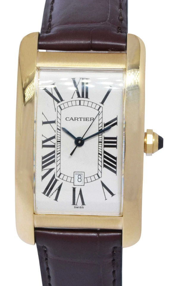 Reloj automático Cartier Tank Americaine grande de oro amarillo de 18 quilates para hombre 1740