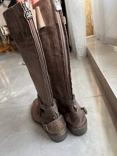 BELSTAFF TRIALMASTER 1955 HIGH HEEL BIKER LEATHER BOOTS BROWN WOMENS EU 39 US8.5 - Picture 7 of 14