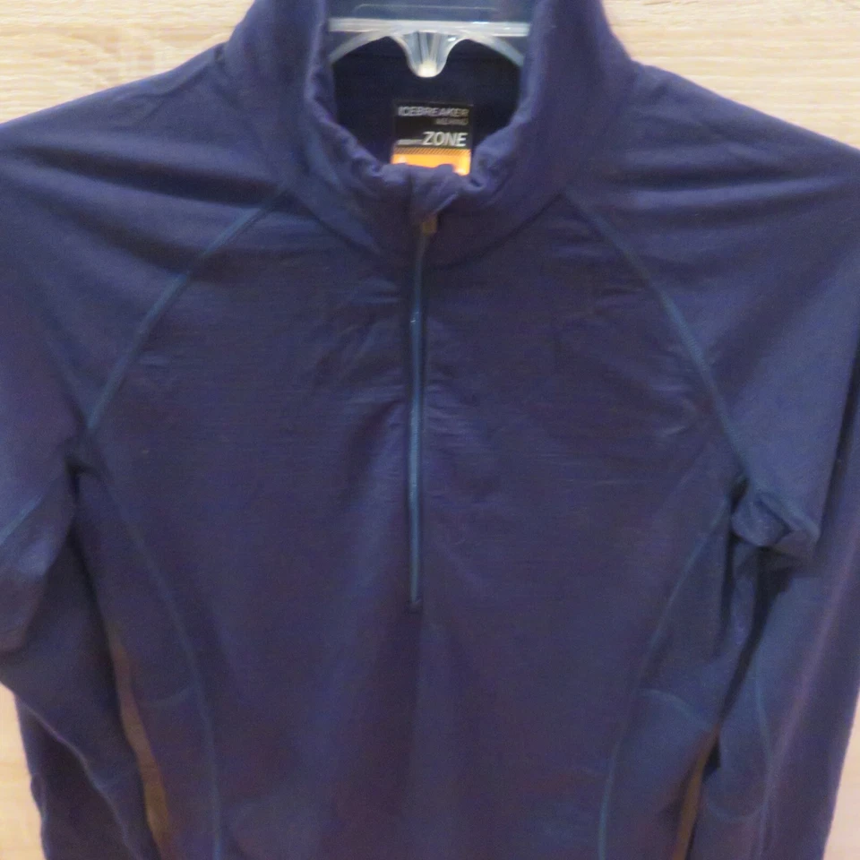 Top Icebreaker para mujer Bodyfit ZONE manga larga 1/4 cremallera lana merino azul marino talla S Foto 4 de 4