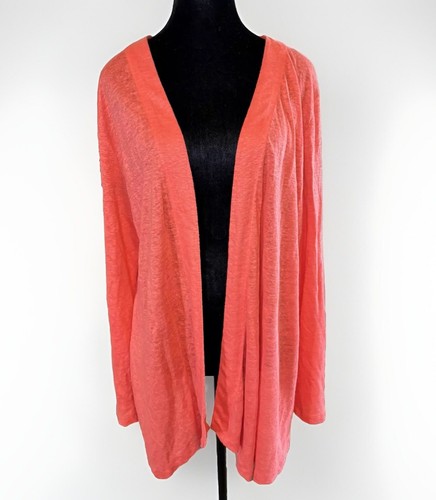 J Jill Pullover Cardigan L Love Leinen pink orange vorne offen Strick Resort Cruise