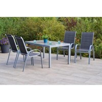 Merxx GartenmöBel Amalfi Di Lusso Set 4 Stapelsessel + 1 Tisch 150 X 90