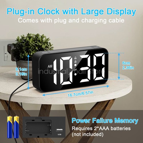 Digital Clock Night Light RGB Effect Snooze Alarm Clock Colorful Dimmable Lamp - Picture 7 of 24