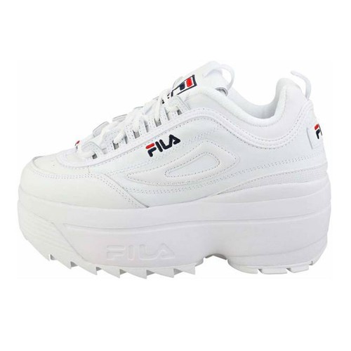 FILA Women's Disruptor II Wedge White/Navy/Red Shoes (5FM00704-125)