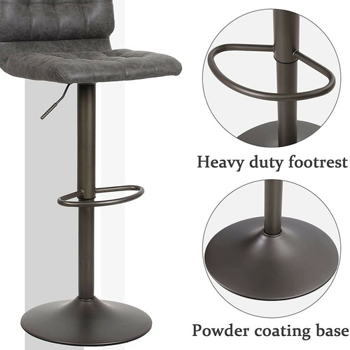 Bar Stools Set of 4 Counter Height Leather Bar Chairs Swivel with Back Footrest - Picture 14 of 21