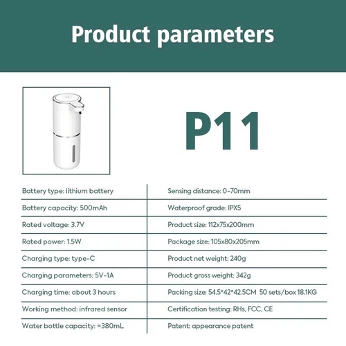 Automatic Foaming Soap Dispenser, Touchless Dispenser 400ml USB Rechargeable - Picture 6 of 7