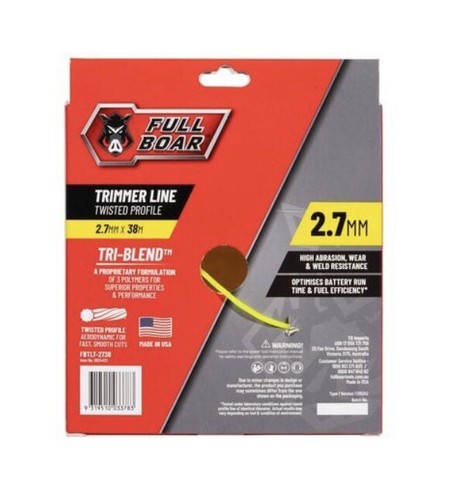 NEW Full Boar 2.7mm x 38m Twisted Profile Trimmer Line FBTLT-2738 Snipper - Picture 2 of 2