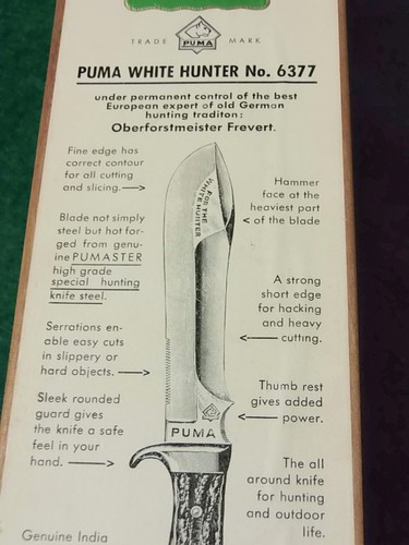 PUMA White Hunter 6377 Pumaster Steel Germany Pre 1964 New In Box With Tags Stag - Picture 22 of 24