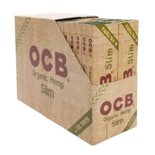 OCB Organic Hemp King-Size Slim Rolling Papers + Tips - Box 32pcs