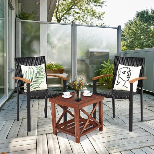 Costway Dining Chair 35" x 22.5" Outdoor 2-Set Weather Resistant Rattan Black - Picture 8 of 8