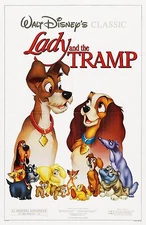 LADY AND THE TRAMP (1955) ORIGINAL MOVIE POSTER  -  RE-RELEASE 1986   -  FOLDED