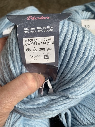 Lot of 6 CASCADE YARNS BOLLICINE VICTOR YARN Wool/Acrylic Color 30 Baby Blue - 第 3/3 張圖片