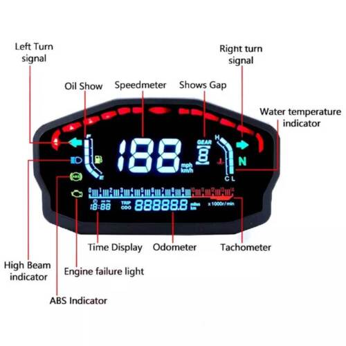 Motorcycle Portable Display Panel Digital Speedometer LCD Odometer Instrument - Picture 11 of 16
