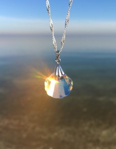 Swarovski-Elements-Aurora-Borealis-Crystal-Seashell-and-Sterling-Silver-Necklace