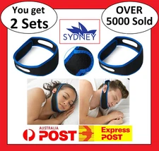 2 x Stop Snoring Strap Adjustable Chin Support Aid Sleep Anti Snore Device Jaw