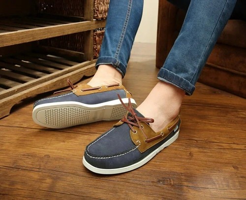 Scarpe da barca casual da uomo in pelle mocassini guida moda scarpe fatte a mano stringate - Foto 23 di 40