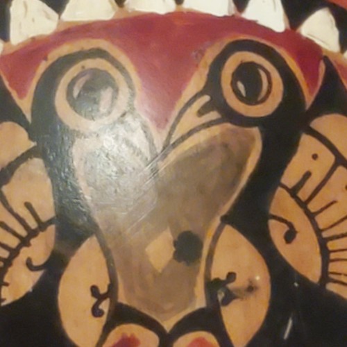 Vintage indonesischer Stamm handgefertigte Holz geschnitzte Maske Wandkunst kulturelles Dekor Vogel - Bild 4 von 7