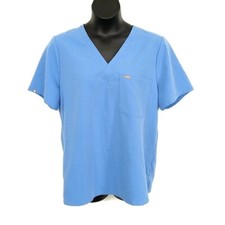 Figs Womens sz XXL Scrub Top Solid Blue Short Sleeve V Neck 1 Pocket Medical