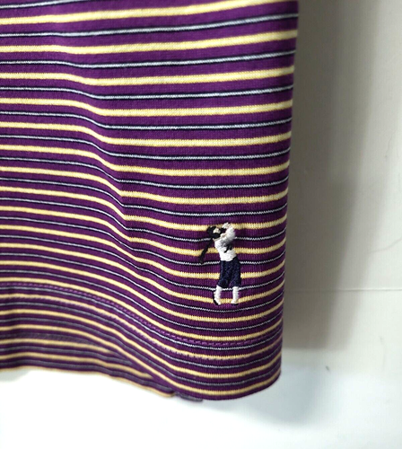 Bobby Jones Players Polo Golf Shirt Men's size M Violet/Cream stripe - Picture 3 of 11