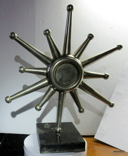 Vintage 60s Mid Century Mod Klassic Silver Plate Sunburst Mantle Missing Clock - Bild 4 von 6