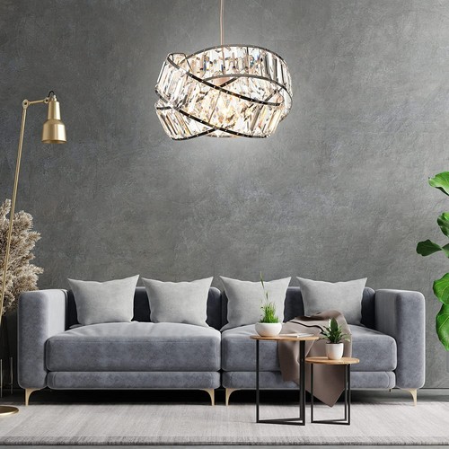 Giggi Chrome Intertwined Ring Ceiling Pendant Acrylic Crystal Modern Light Shade - Picture 7 of 7