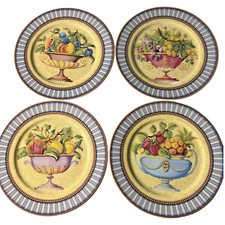 I.Godinger Email De Limoges Plates 1855 Decore A La Main A L Marino Fruit Set 4