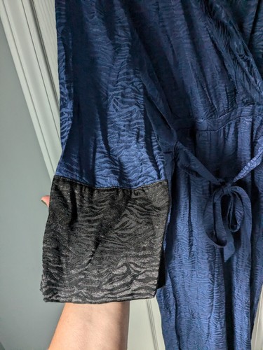 Victoria Secret Romper, Navy and Black w Animal Print, Waist Tie, Size M - Picture 3 of 5